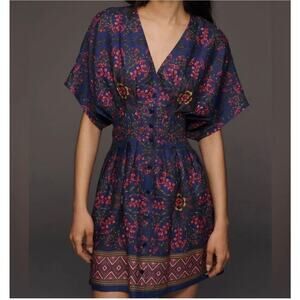 Anthropologie Tobie Mini Shirt dress By Exquise Womens Sm Floral Boho